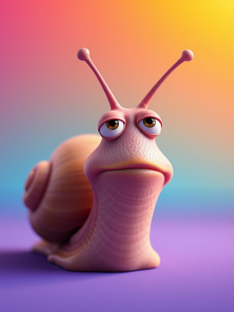 Pixar-Style Snail with Human Expressions in 3D
