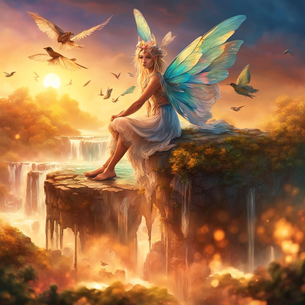 Turquoise Fairy Dancing in Magical Land