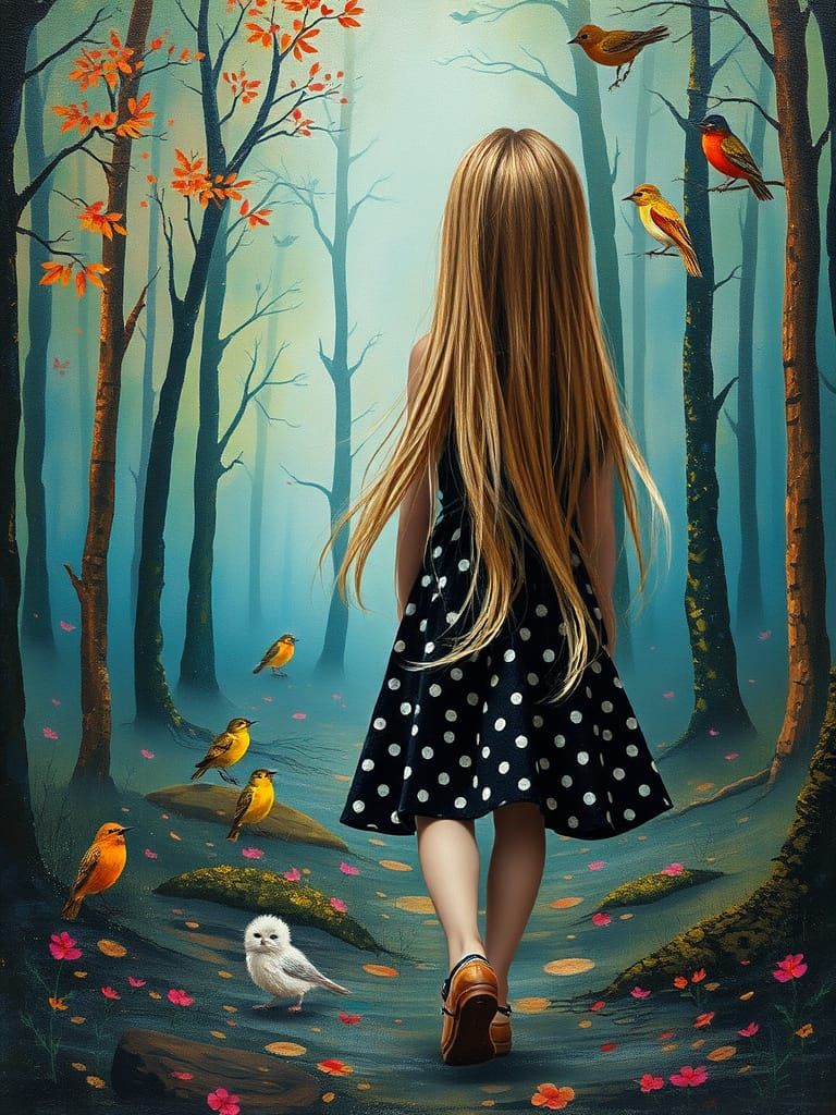 Ethereal Rainbow Forest Wanderer in Encaustic