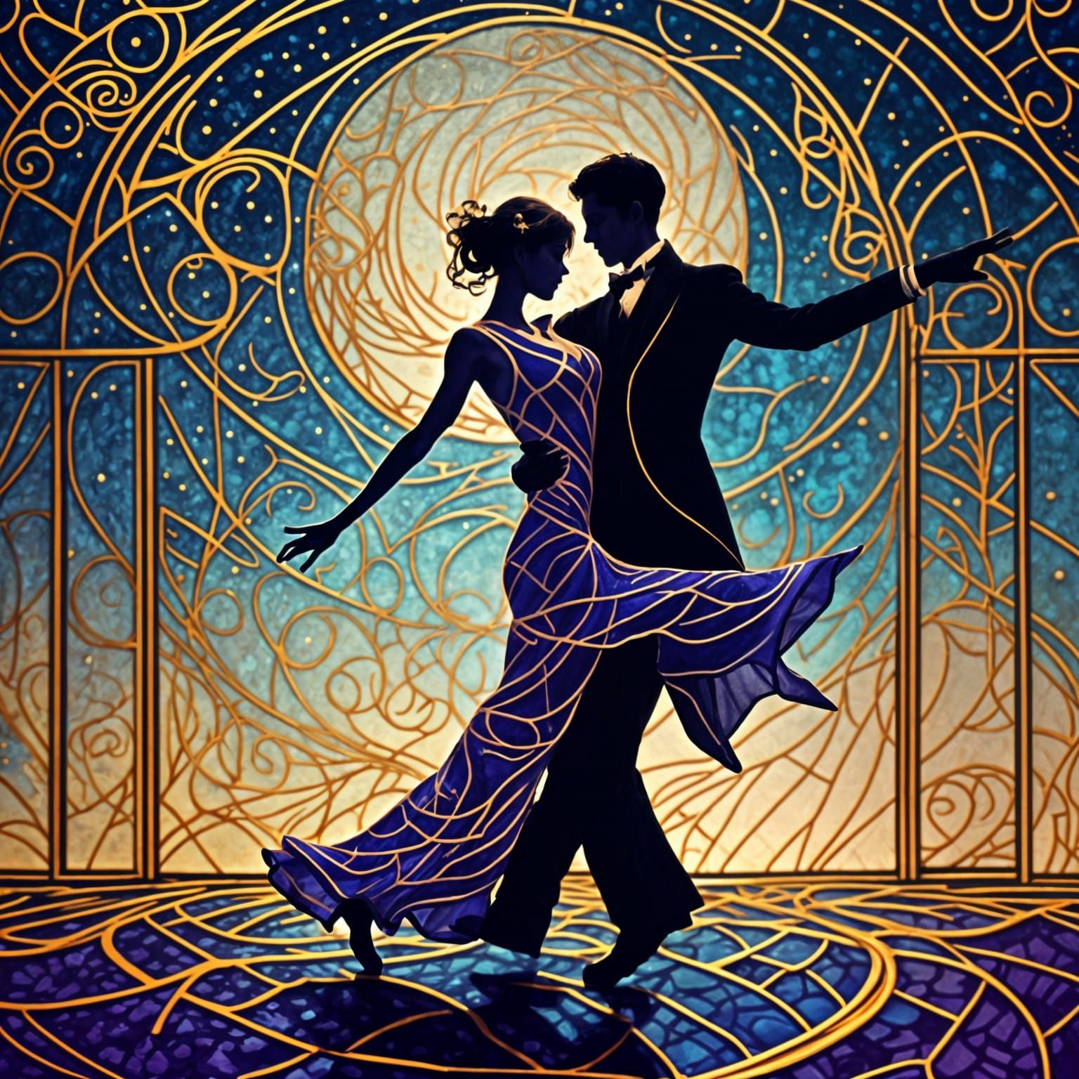 Tango Under Moonlight with Metallic Details