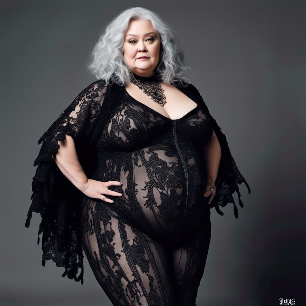 Curvaceous Woman in Lace Catsuit, Biopunk Style