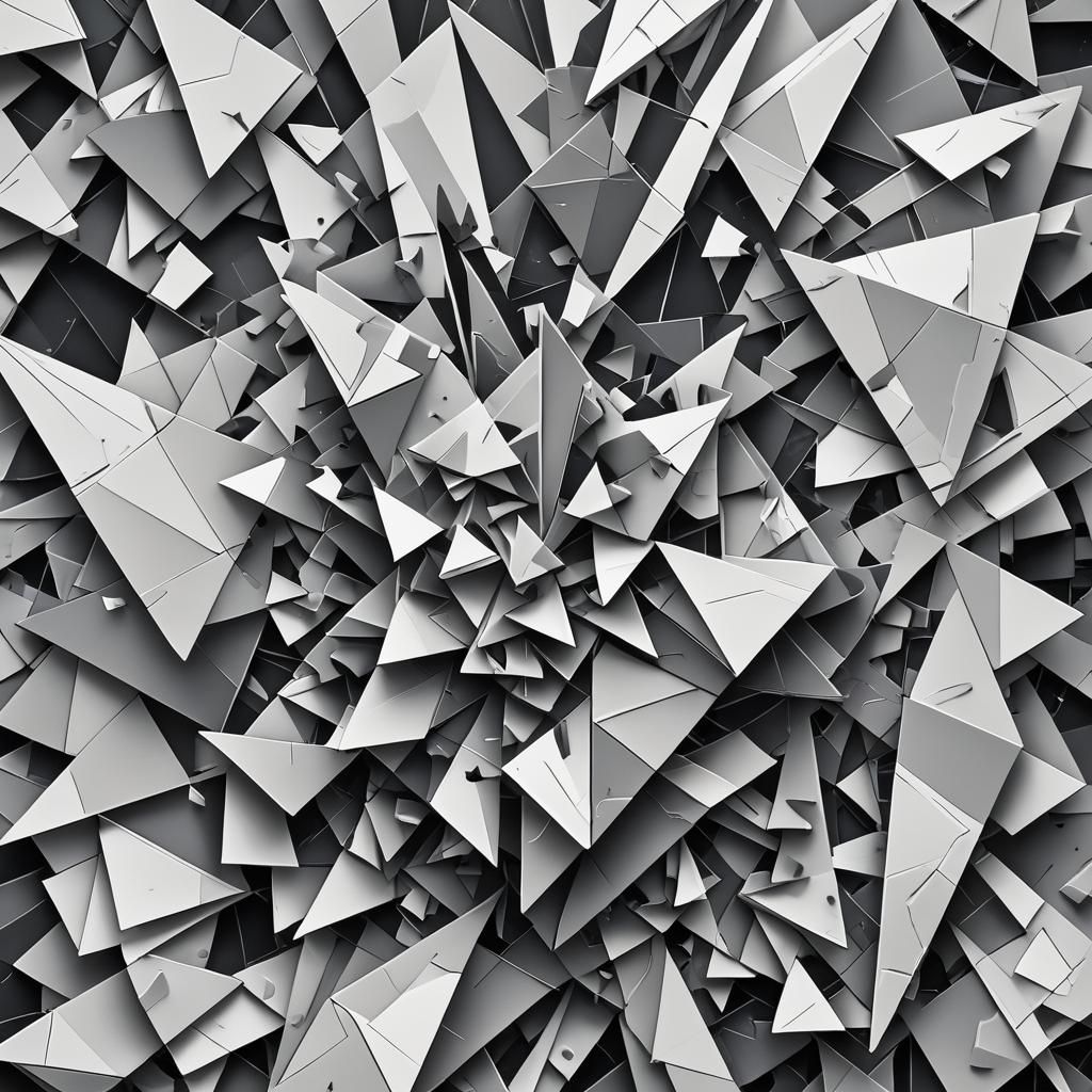 Monochrome Abstract Cubism with Geometric Shapes