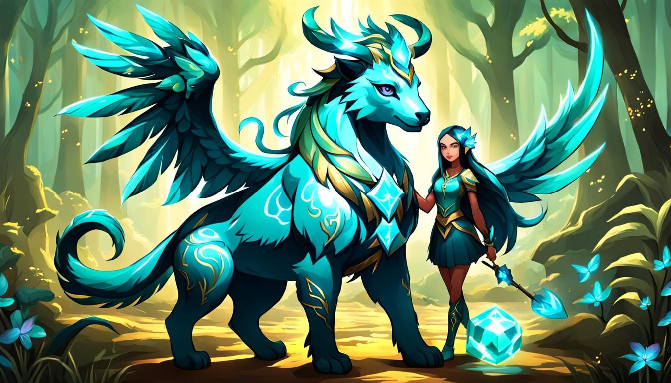 Girls and Mythical Pets in Colorful Fantasy Art