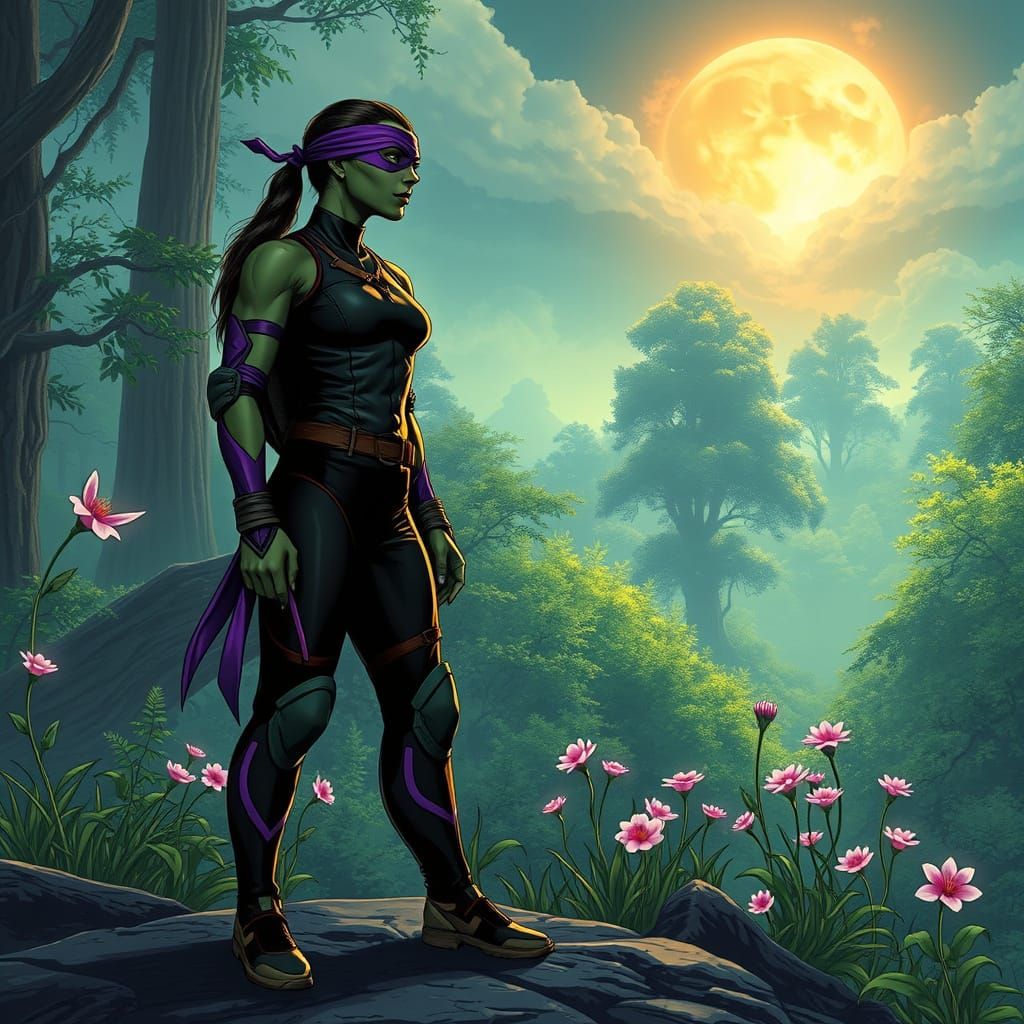 Mystical Ninja Turtle Warrior Stands Ready Amidst Awakening ...