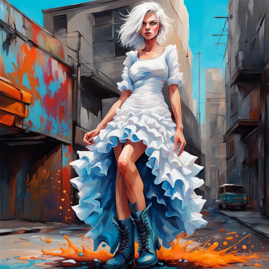 Colorful Graffiti Art of Woman in Street