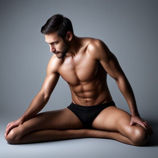 Realistic Nude Man Gazing into Camera in 8K