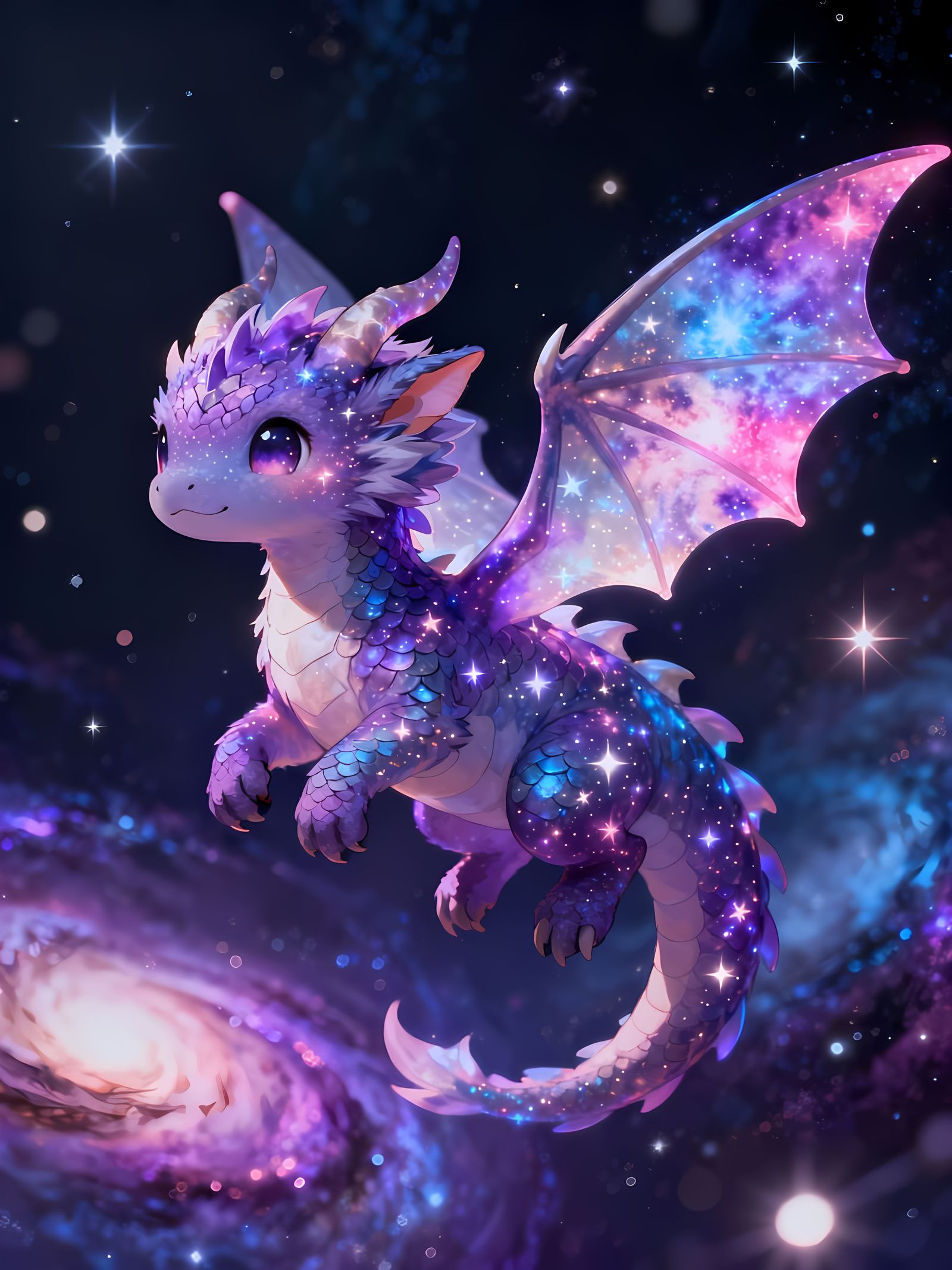 Cosmic Dragon Illustration in Anime Style
