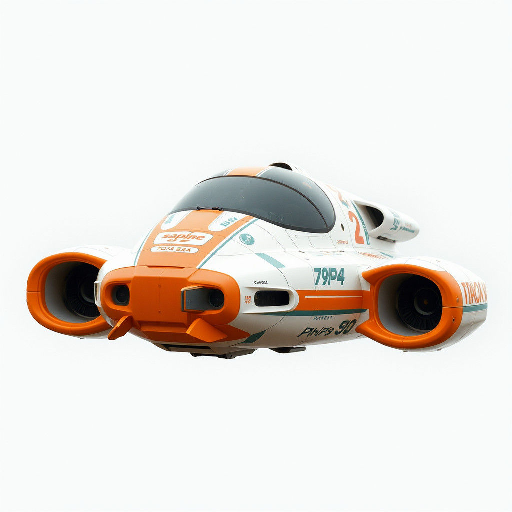 Futuristic Hover-Speeder with Japanese Tech Decals