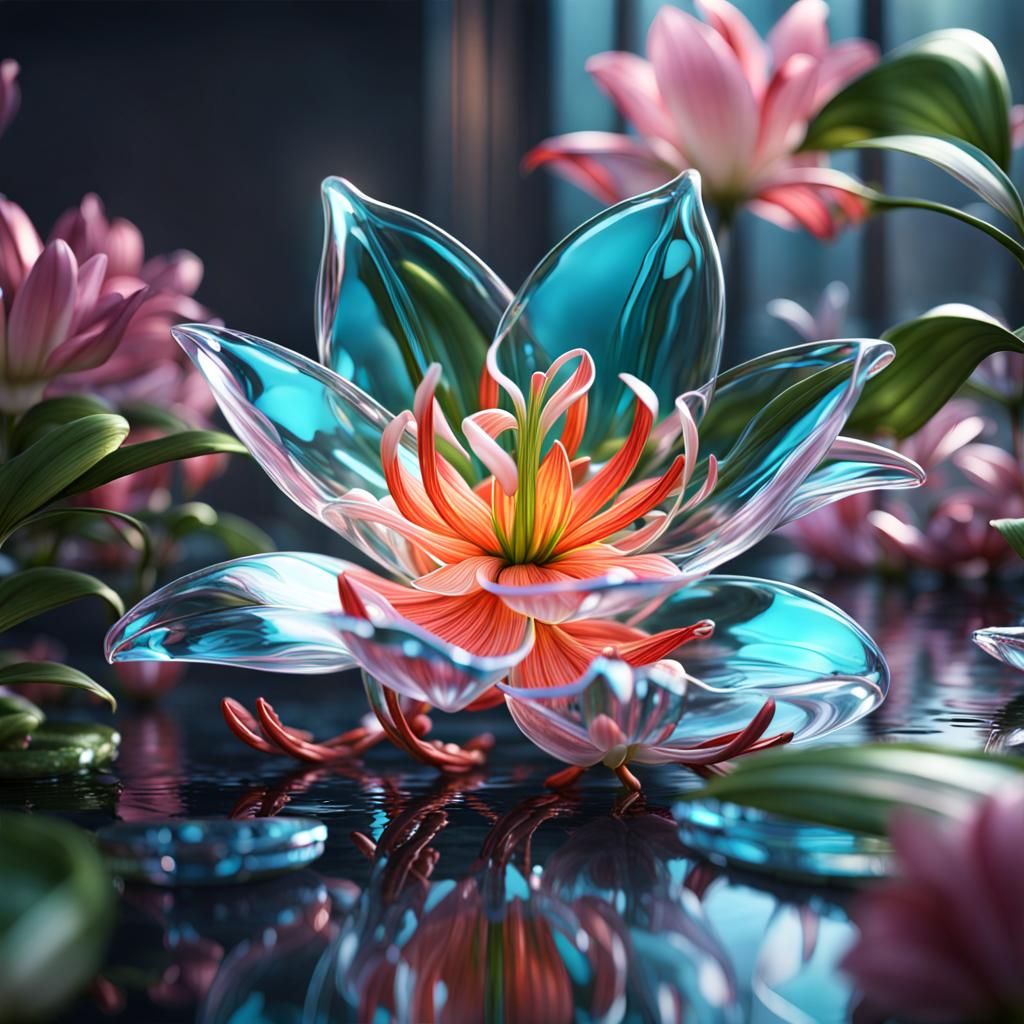 Glass Lily Flower: Detailed Fantasy Concept Art