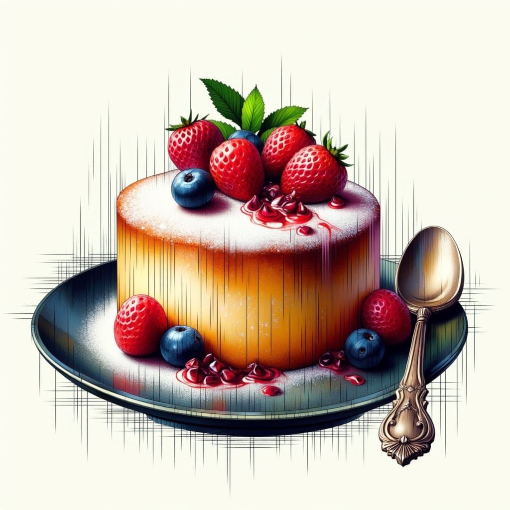 Surreal Graphic Cake with Berries and Mint