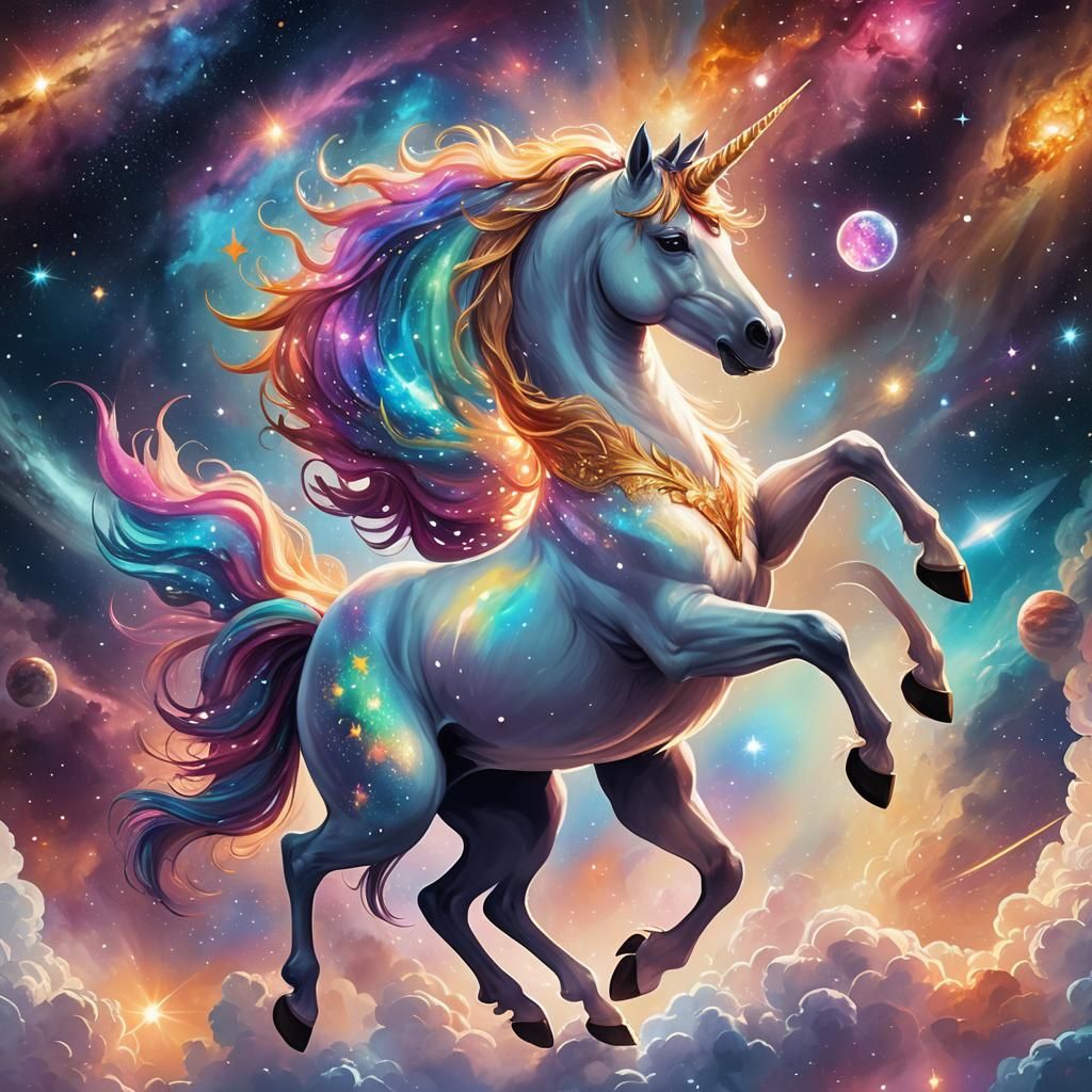 Unicorn Does the Dab in Space: Digital Art