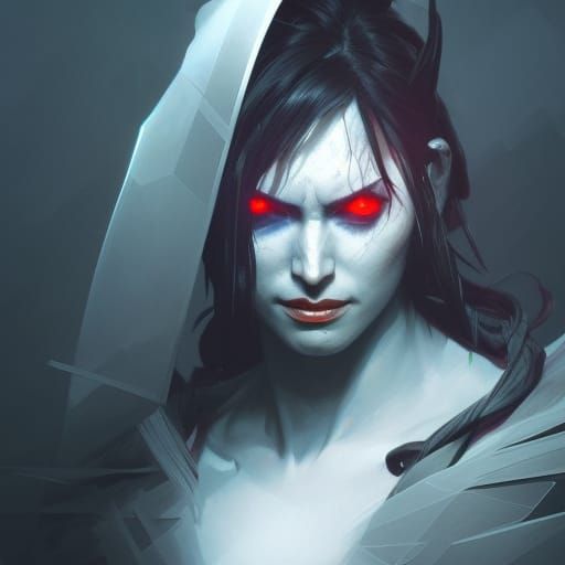 Demonic Ninja Portrait in Hyperdetailed Style