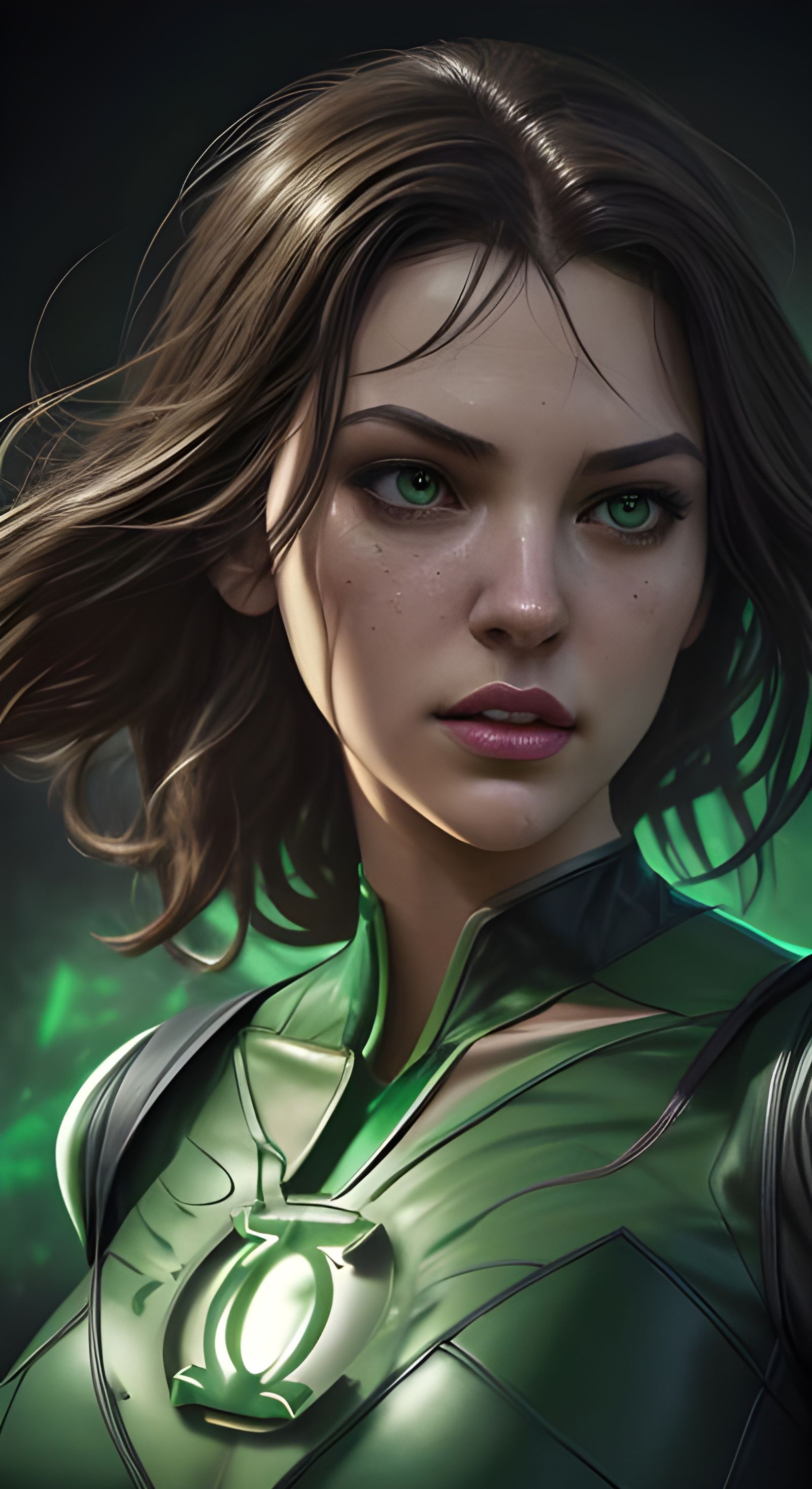 Hyperrealistic She-Green Lantern Splash Art