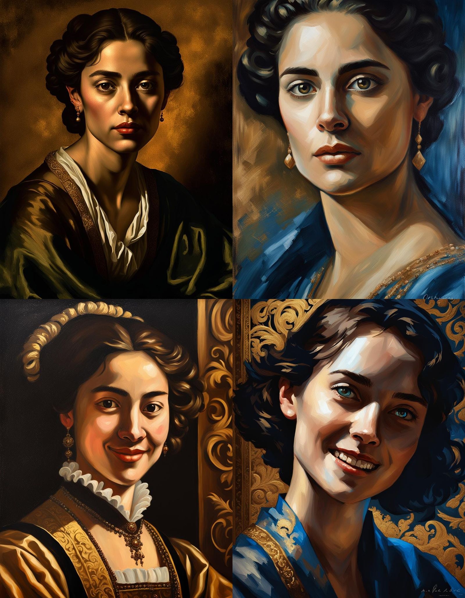 Tenebrism Portrait of a Woman with Blue Eyes