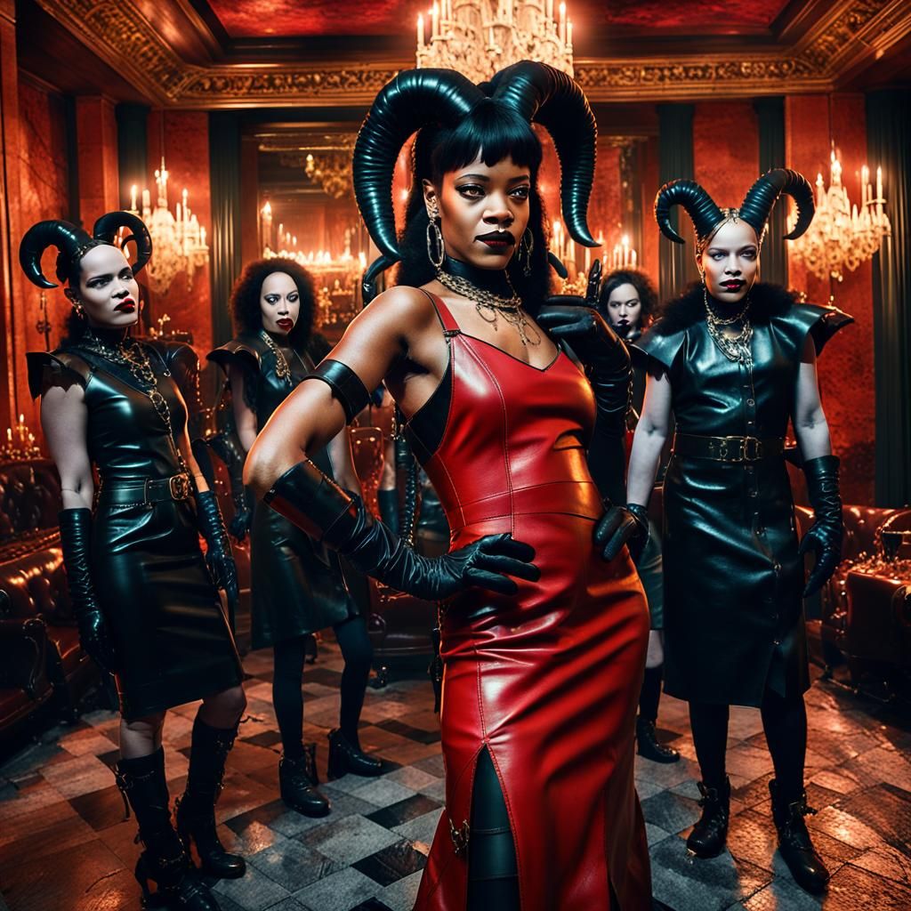 Rihanna as Queen of Hell in Dark Fantasy Art