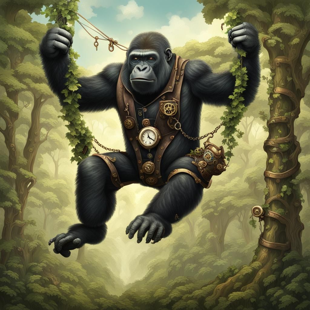 Steampunk Gorilla Adventure in the Jungle