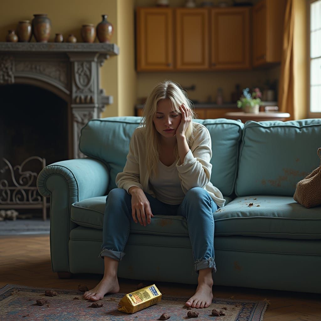 A Depressed Woman's Melancholy Moment