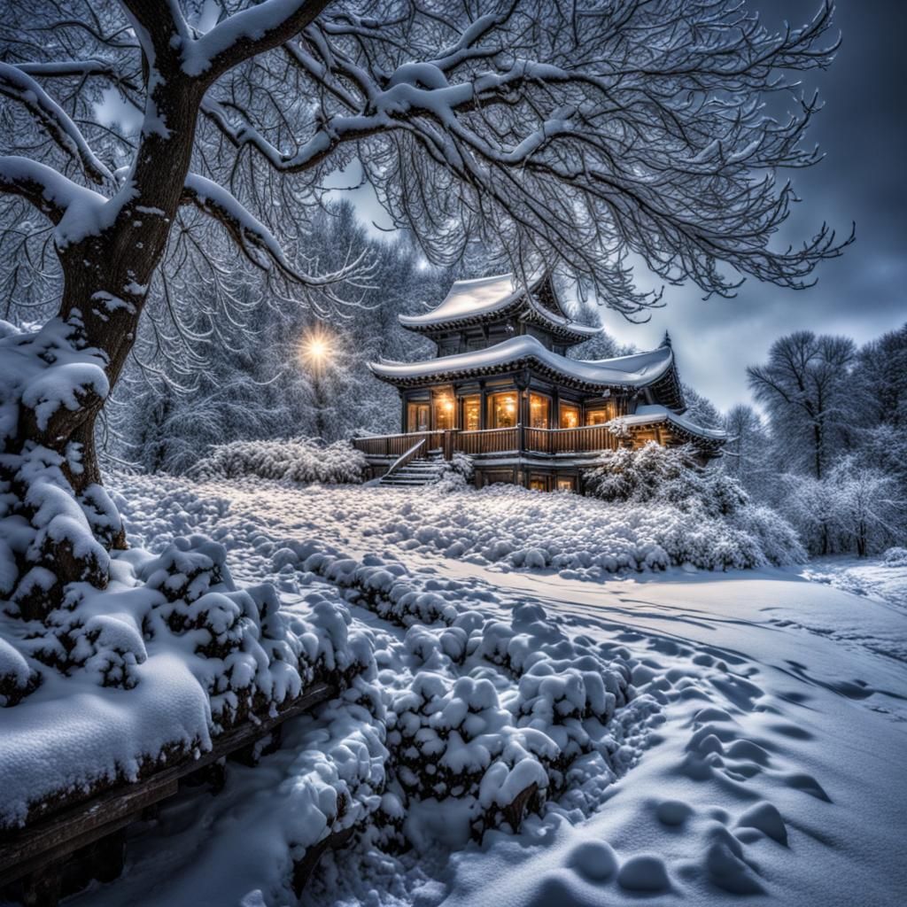 Hyperrealistic Snow Scene with Intricate Details