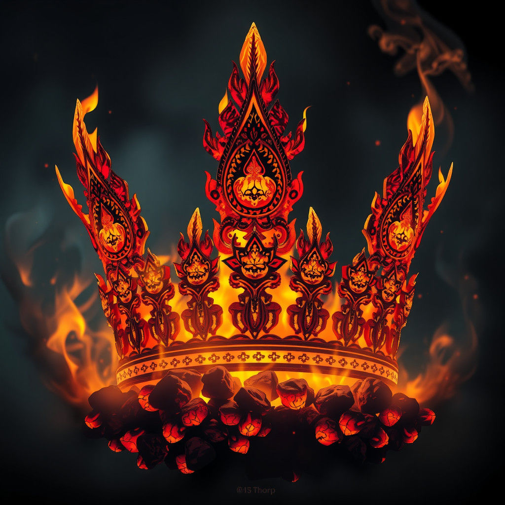 Fiery Royal Indian Crown Silhouette