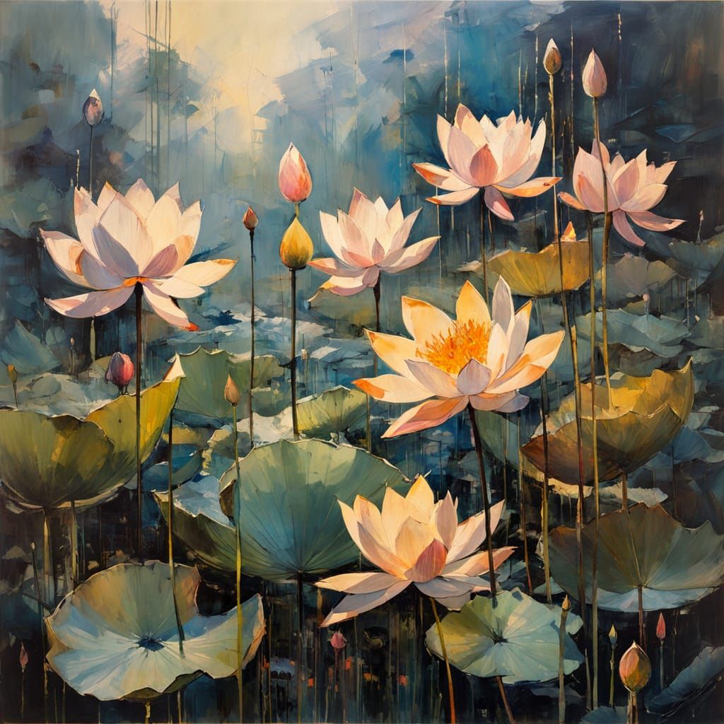 Translucent lotus flowers