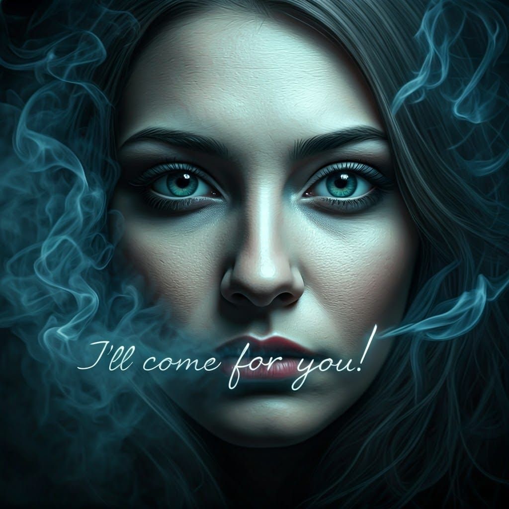 Ethereal Woman's Face in Photorealistic Smoke Art