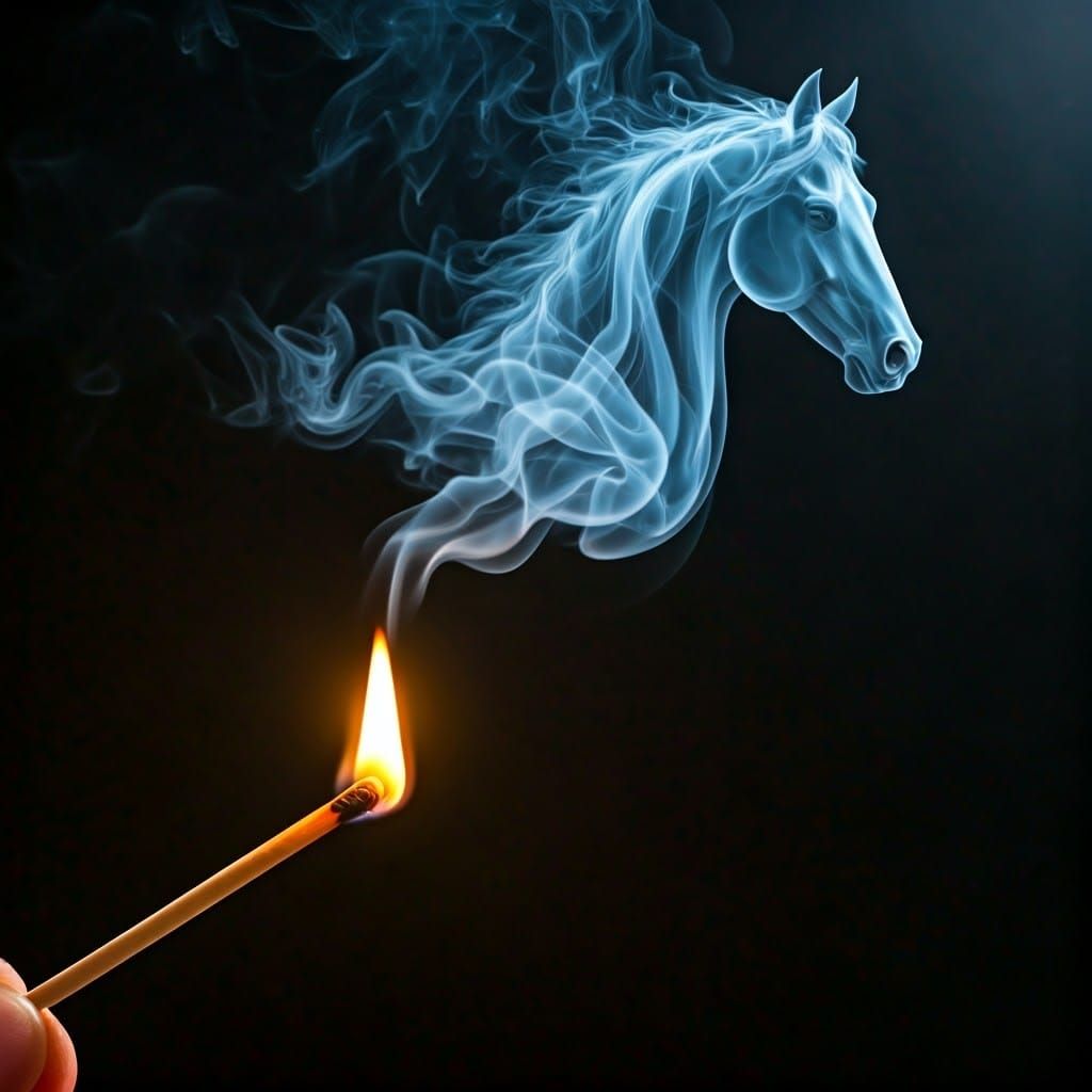 Un cheval en fumée