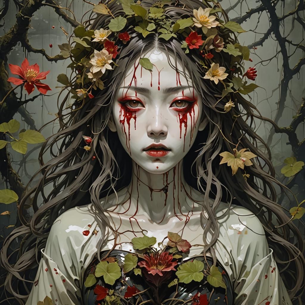 Grotesque Japanese Ophelia: A Nightmare Vision