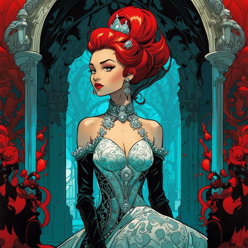 Anime Queen Portrait with Diamond Dress