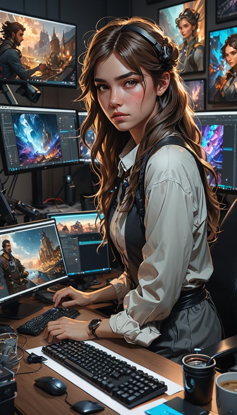 Video Editor's Digital Portrait: Hyperdetailed Concept Art