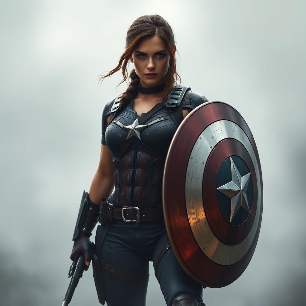 Lara Croft as Captain America: Hyper-Realistic Detail