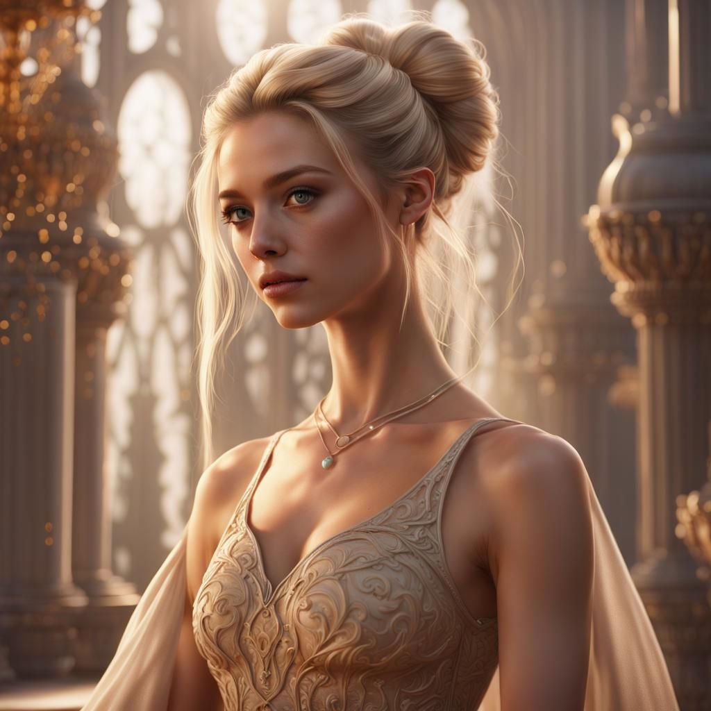 Girl in Champagne Gown: Fantasy Concept Art