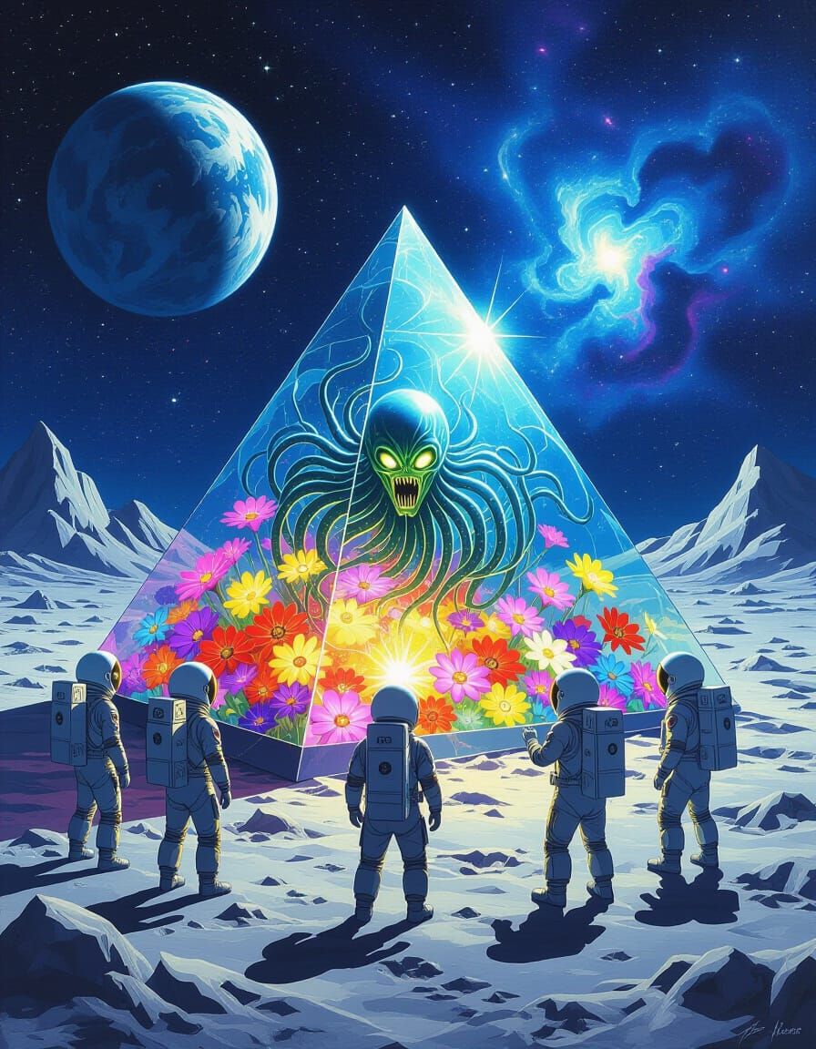 Astronauts Encounter Alien Flora on the Moon