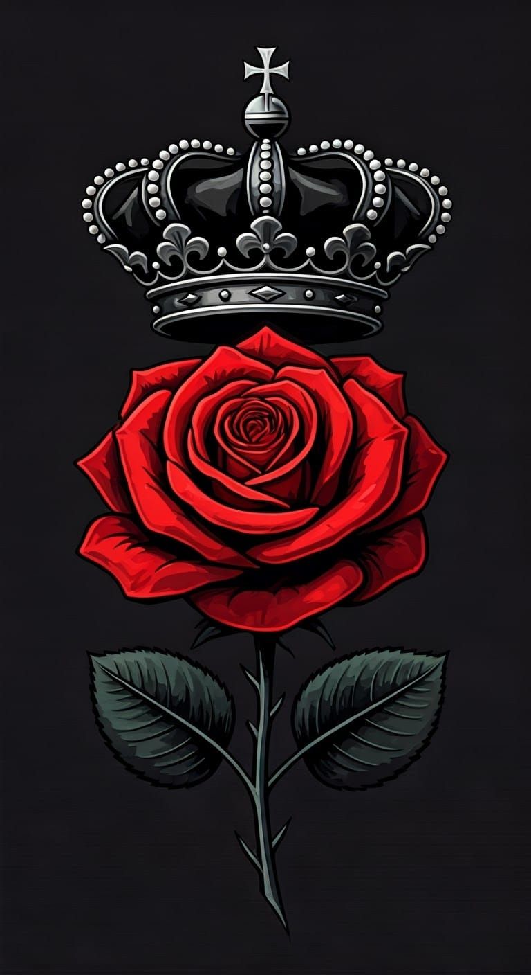 Rose and Crown Symbol in Graphic Style
