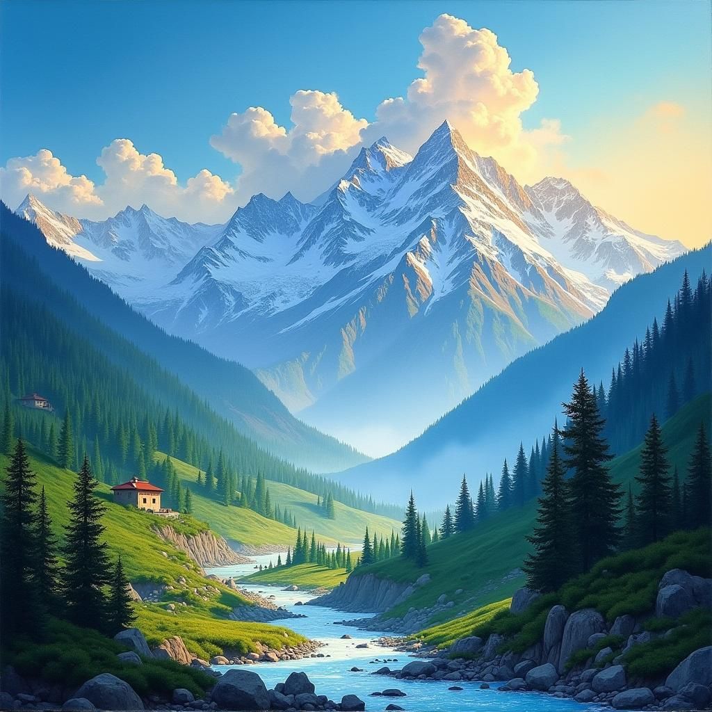Himalayan Sunrise: A Landscape Painting