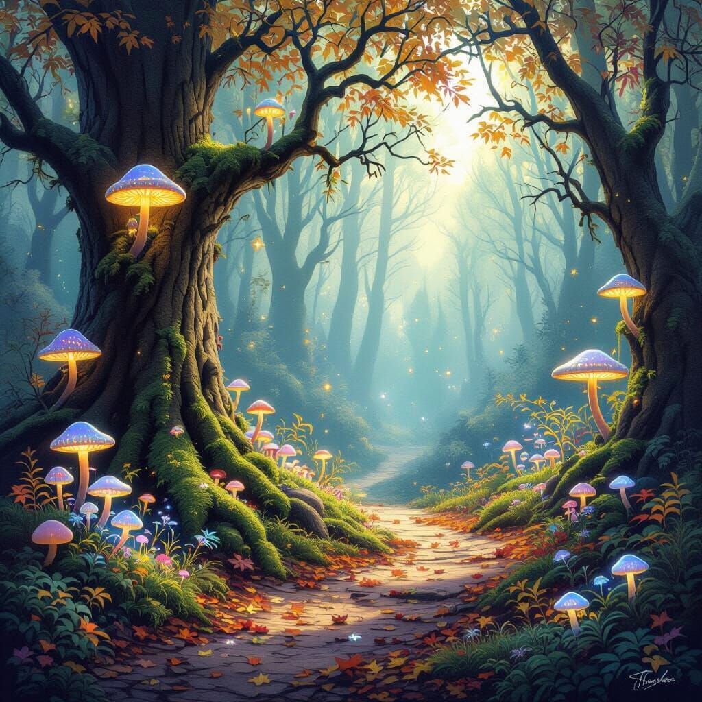 Enchanting Forest Glade Bathed in Ethereal Light