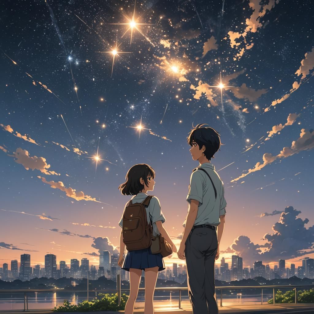 Anime Key Visual Inspired by Makoto Shinkai