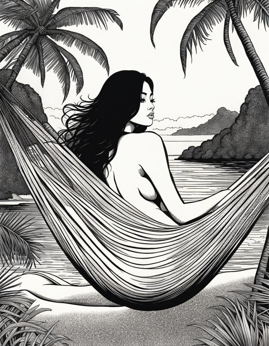 Indonesian Beauty in Ink on Tropical Beach