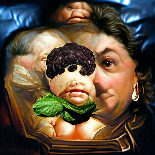 Cabbage Patch Doll Portrait in Baroque Style