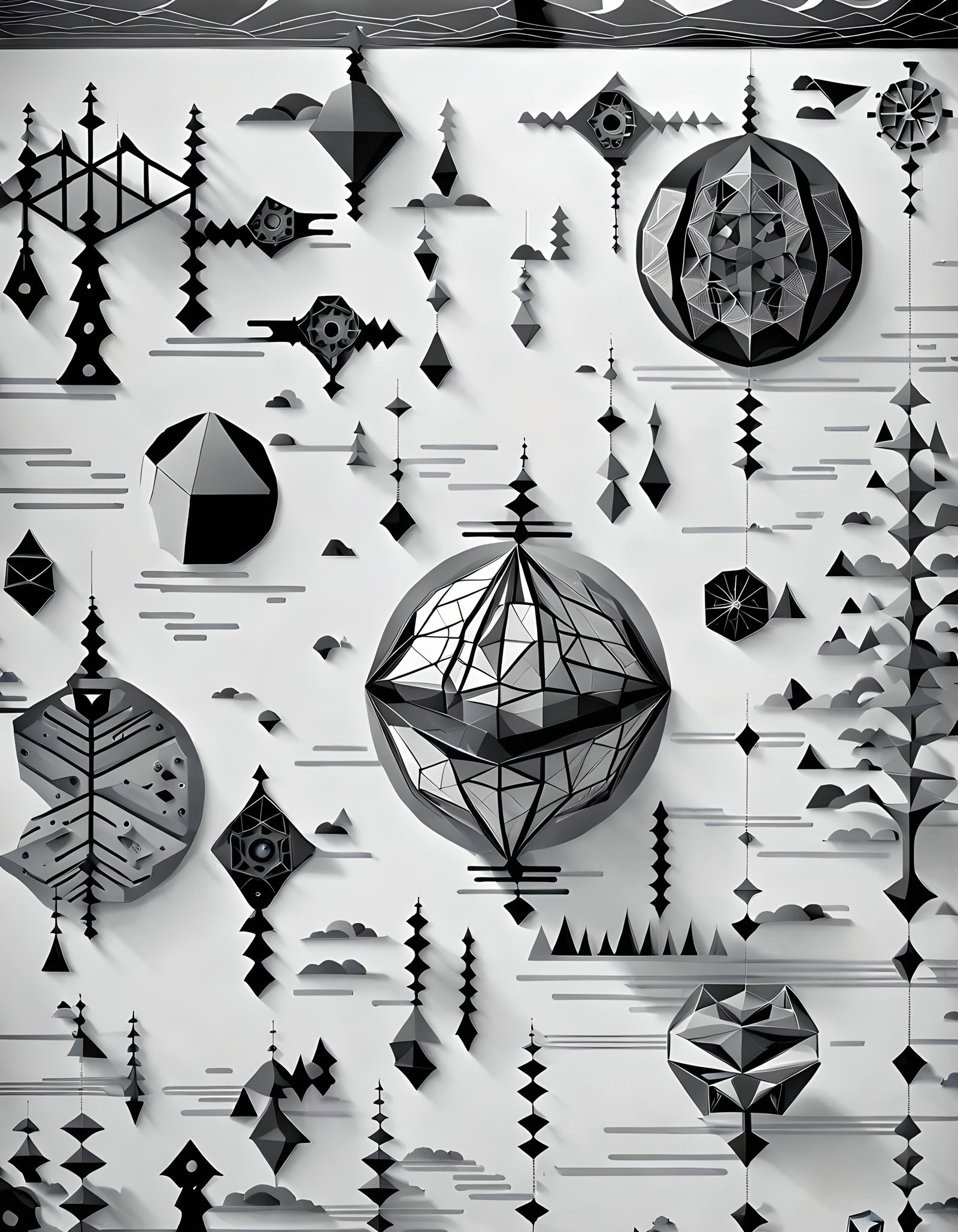 Abstract Geometric Flow in Technical Drawing Style