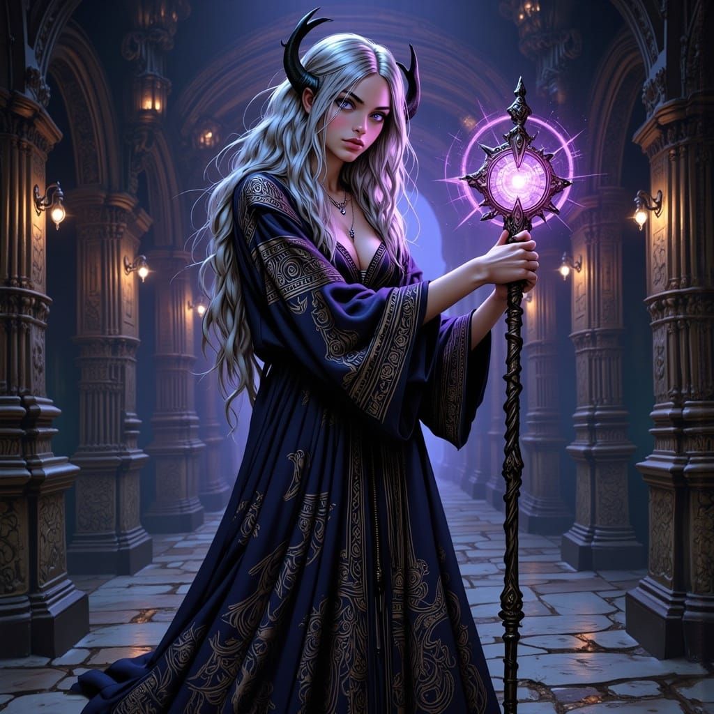Cunning Female Mage Weaving Illusion Spells