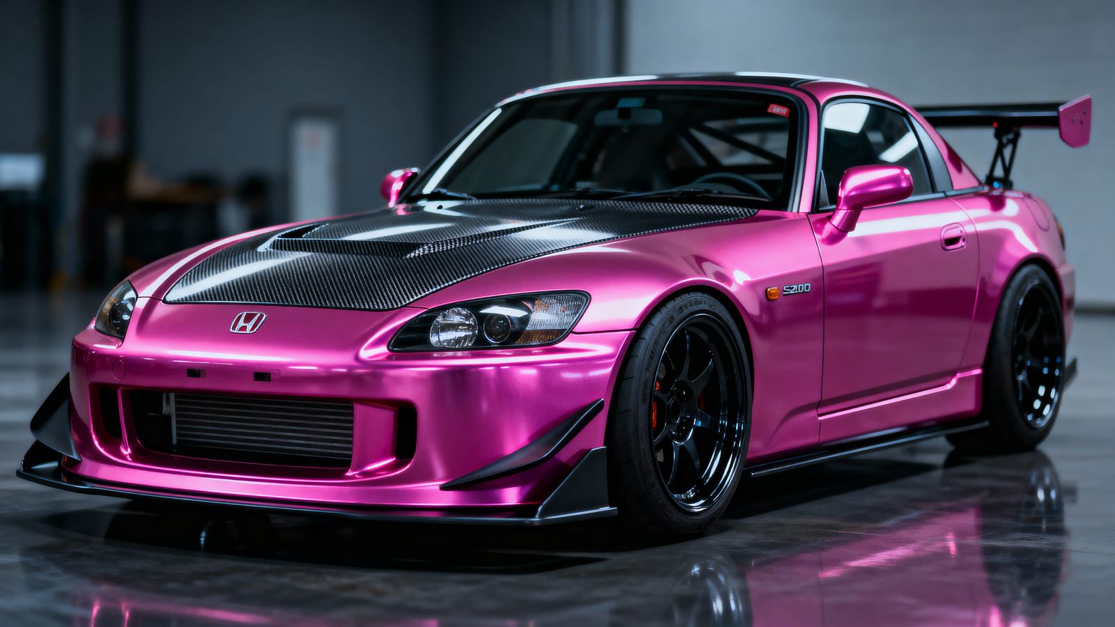 Metallic Pink Widebody Honda S2000 Sports Car Photo