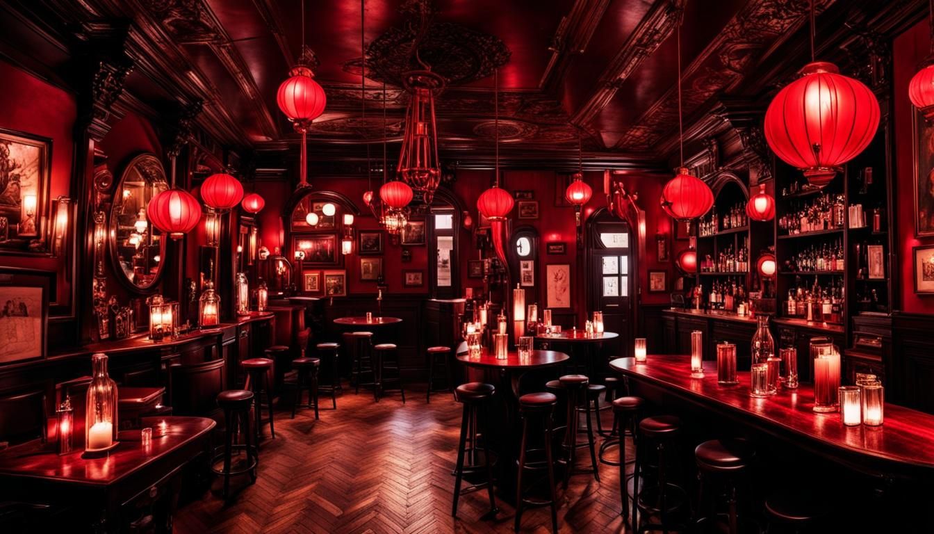 Bougie Bordello with Red Lanterns in Victorian Style