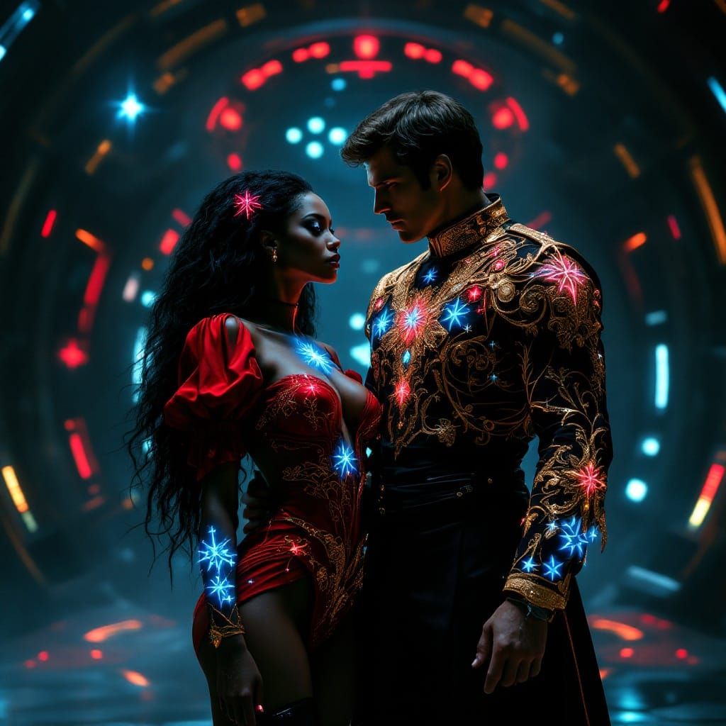 Gothic Enterprise Bridge Scene with Lieutenant Uhura and Cap...