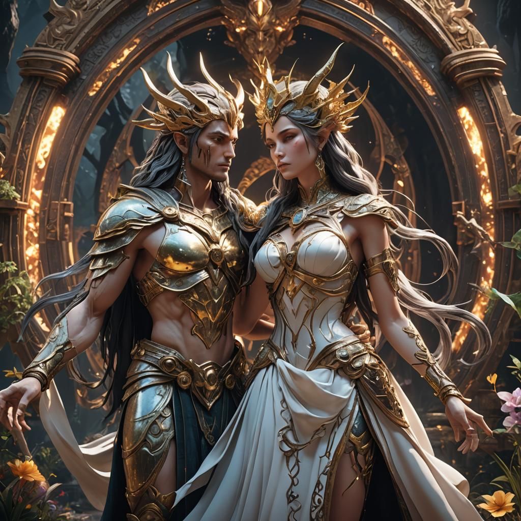 Ethereal Deities Bound in Eternal Love