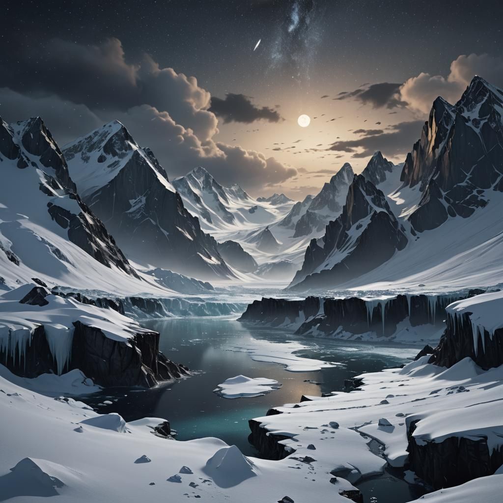 Endless Antarctic Night: Detailed Matte Painting