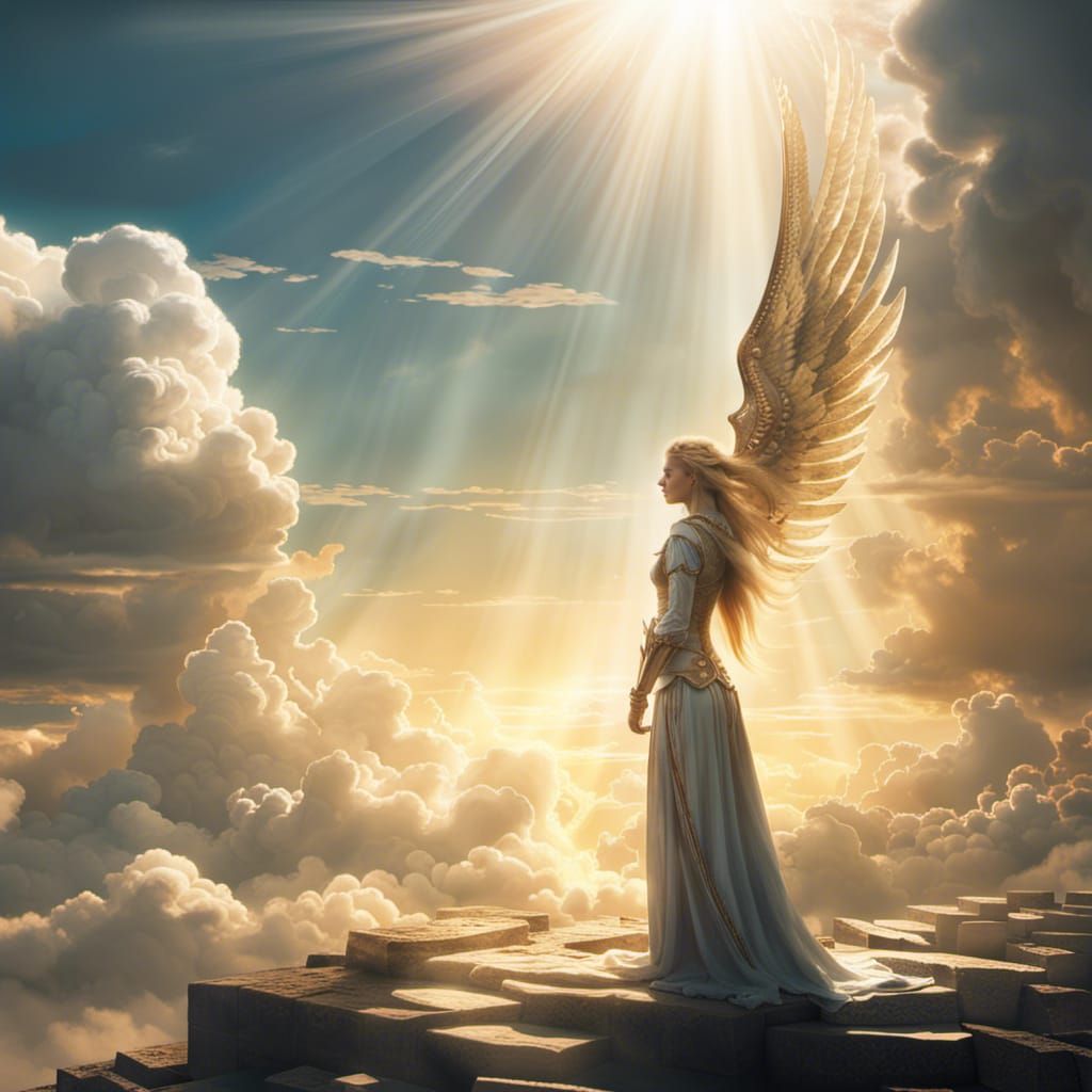 Ethereal Angel Overlooking the Heavens