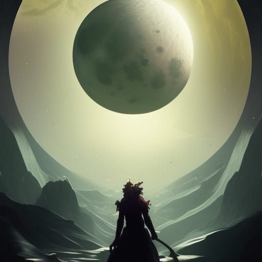 Epic Moon and Earth Fantasy Art