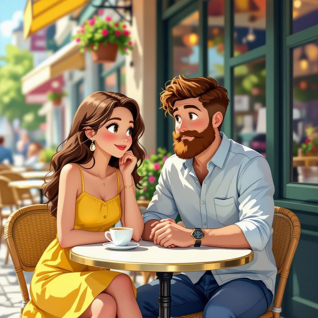 Cafe Romance: Whimsical Date in Vibrant Colors