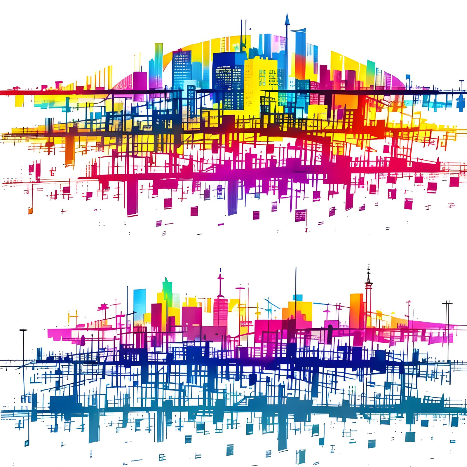 Kaleidoscopic Cityscape in Rothko Style