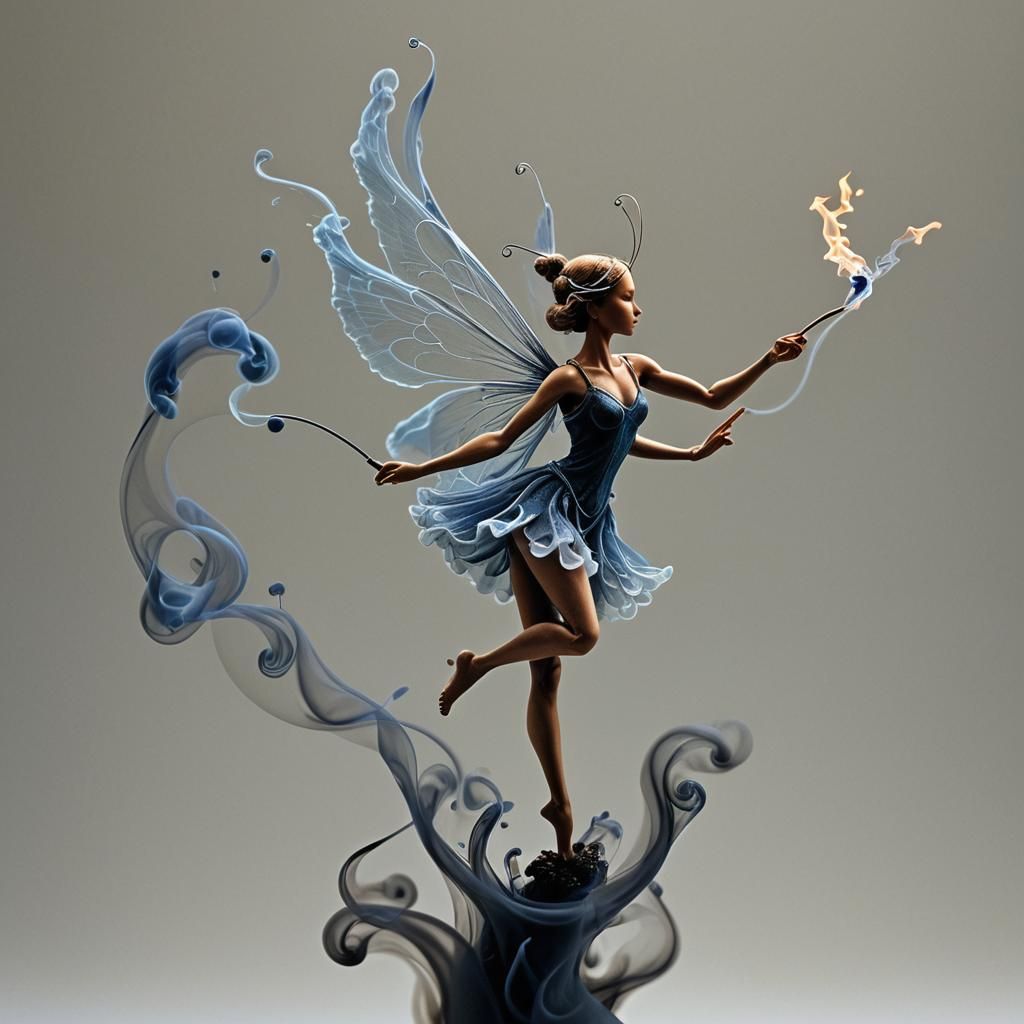 Dancing Smoke Fairy in Microphotography